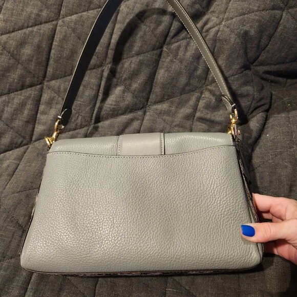COACH New Shoulder Bag- Snakeskin Print and Dove Grey Leather - Picture 7 of 7
